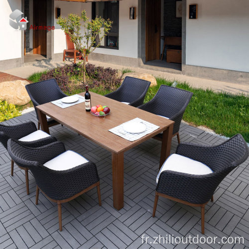 Ensemble de meubles de jardin en rotin Fauteuil à manger en rotin